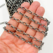 Oxidized Sterling Silver Textured Oval Chain
